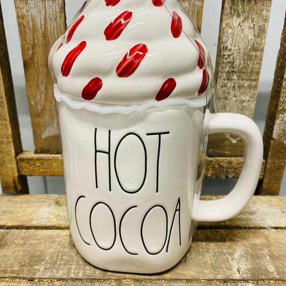 Rae Dunn HOT COCOA mug with whip cream topper - Picture 2 of 9
